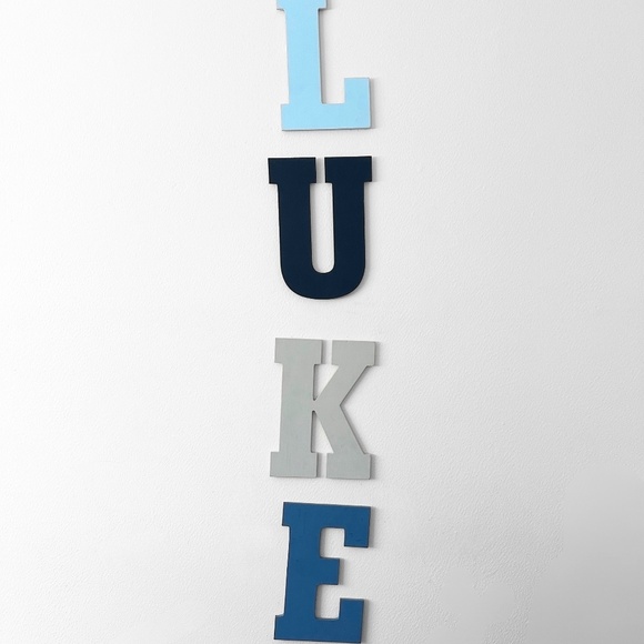 Cute Hand-painted Wooden Name Sign "LUKE" Kids Room Decor MDF Wood Letters Serif - Picture 5 of 5